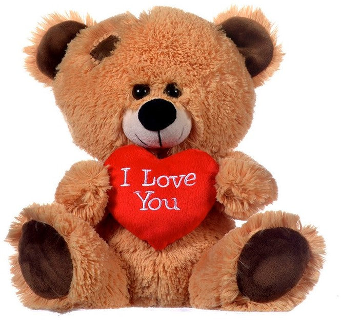 PLUSH BROWN BEAR  WITH HEART LARGE 27CM